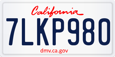 CA license plate 7LKP980