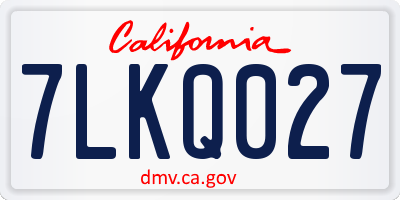 CA license plate 7LKQ027