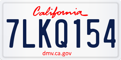 CA license plate 7LKQ154