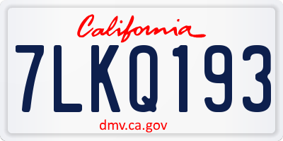 CA license plate 7LKQ193