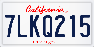 CA license plate 7LKQ215