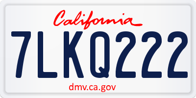 CA license plate 7LKQ222