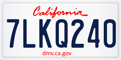 CA license plate 7LKQ240