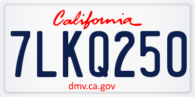 CA license plate 7LKQ250