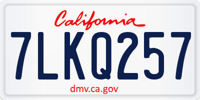 CA license plate 7LKQ257