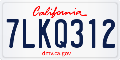 CA license plate 7LKQ312