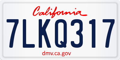 CA license plate 7LKQ317