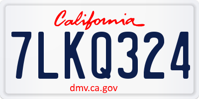 CA license plate 7LKQ324