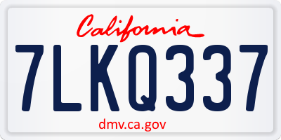 CA license plate 7LKQ337