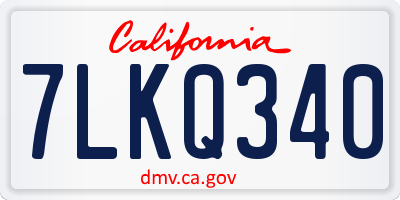 CA license plate 7LKQ340