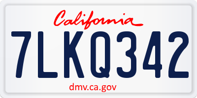 CA license plate 7LKQ342
