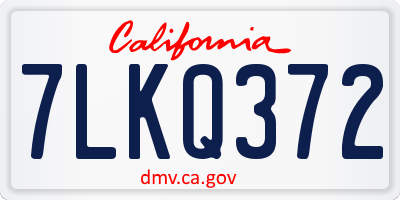 CA license plate 7LKQ372