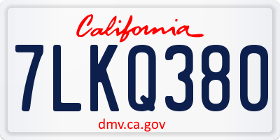 CA license plate 7LKQ380
