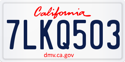 CA license plate 7LKQ503