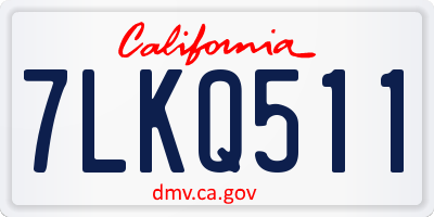 CA license plate 7LKQ511