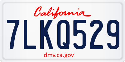 CA license plate 7LKQ529