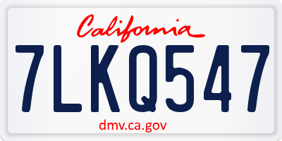 CA license plate 7LKQ547