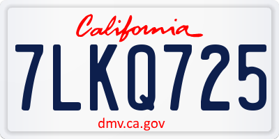 CA license plate 7LKQ725
