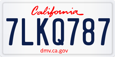 CA license plate 7LKQ787