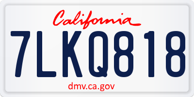 CA license plate 7LKQ818