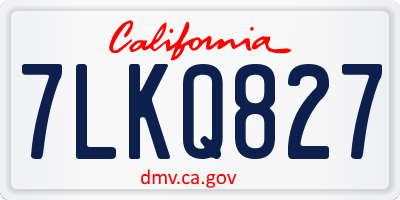 CA license plate 7LKQ827