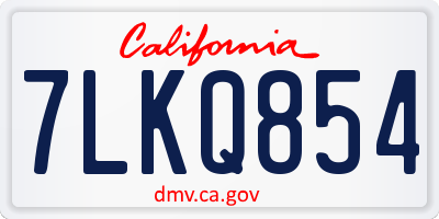 CA license plate 7LKQ854