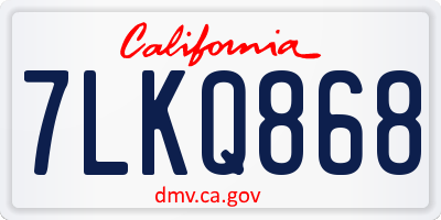 CA license plate 7LKQ868