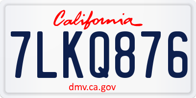 CA license plate 7LKQ876