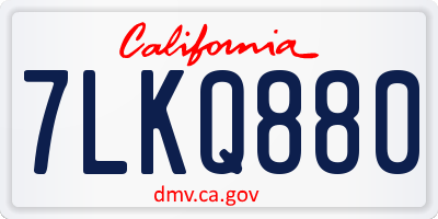 CA license plate 7LKQ880