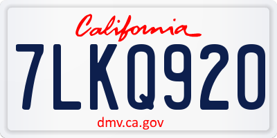 CA license plate 7LKQ920