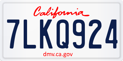 CA license plate 7LKQ924