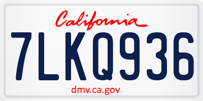 CA license plate 7LKQ936
