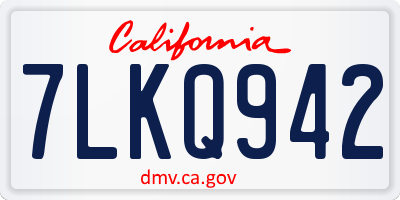 CA license plate 7LKQ942