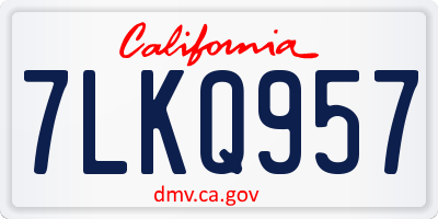 CA license plate 7LKQ957