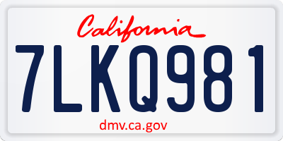 CA license plate 7LKQ981