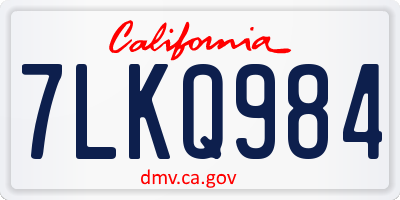 CA license plate 7LKQ984