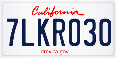 CA license plate 7LKR030