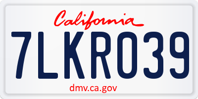 CA license plate 7LKR039