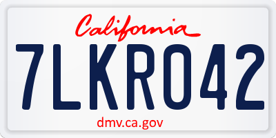 CA license plate 7LKR042
