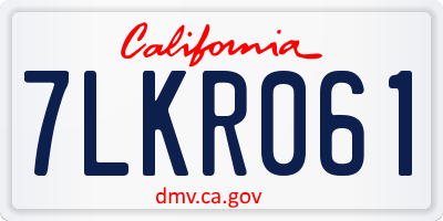 CA license plate 7LKR061