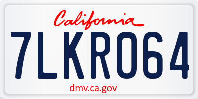 CA license plate 7LKR064
