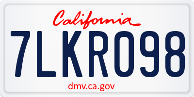 CA license plate 7LKR098