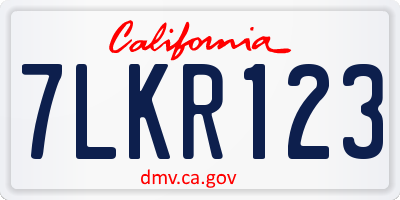 CA license plate 7LKR123