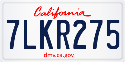 CA license plate 7LKR275