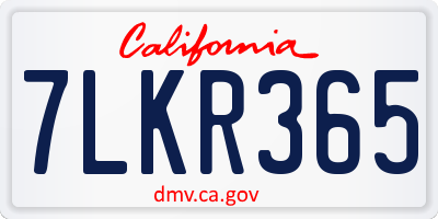 CA license plate 7LKR365