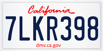 CA license plate 7LKR398