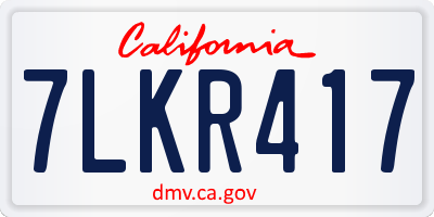 CA license plate 7LKR417