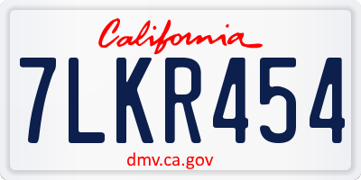 CA license plate 7LKR454