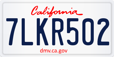 CA license plate 7LKR502