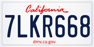 CA license plate 7LKR668